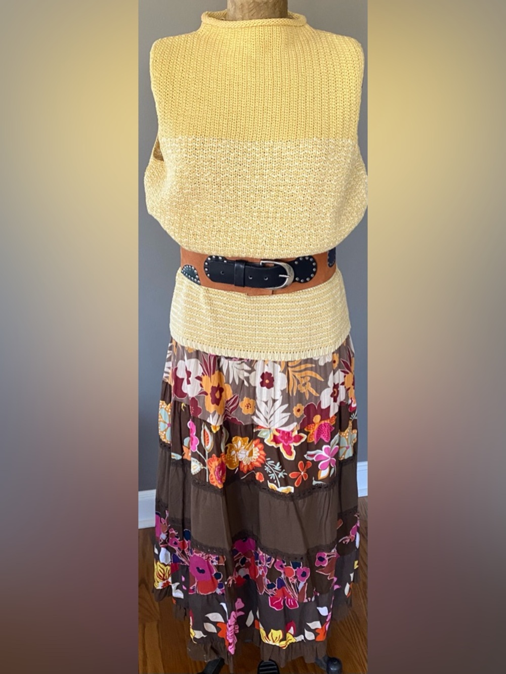 Vintage Liz Claiborne Sweater Vest Yellow Cotton Blend Mock Neck 90s Lizwear M